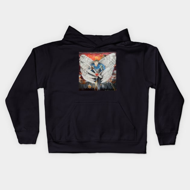Spiritual Disconnect Apocalyptic Fantasy Acrylic Painting Kids Hoodie by Hannah Quintero Art 
